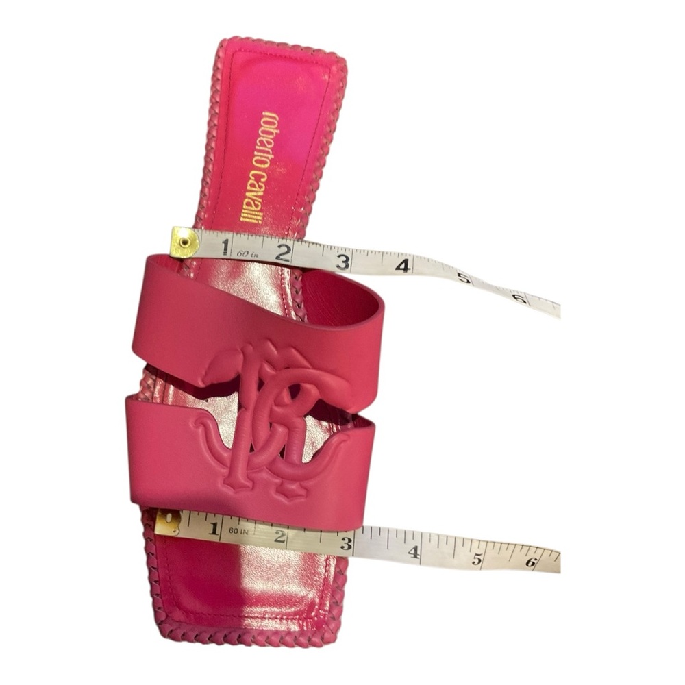 Roberto Cavalli Women’s Pink logo-embossed leather slides Flats Size 39 - Picture 15 of 15